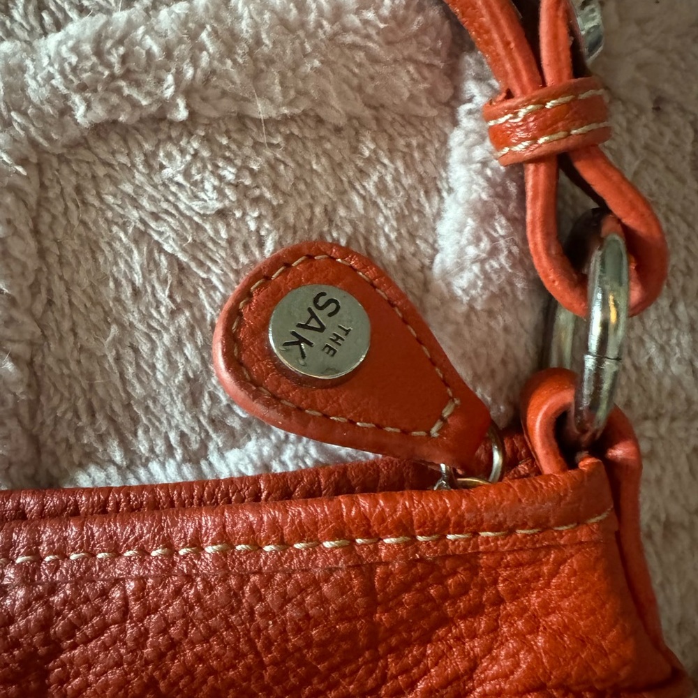 The SAK Orange Leather Handbag Purse Authentic LIKE NEW - Picture 2 of 6